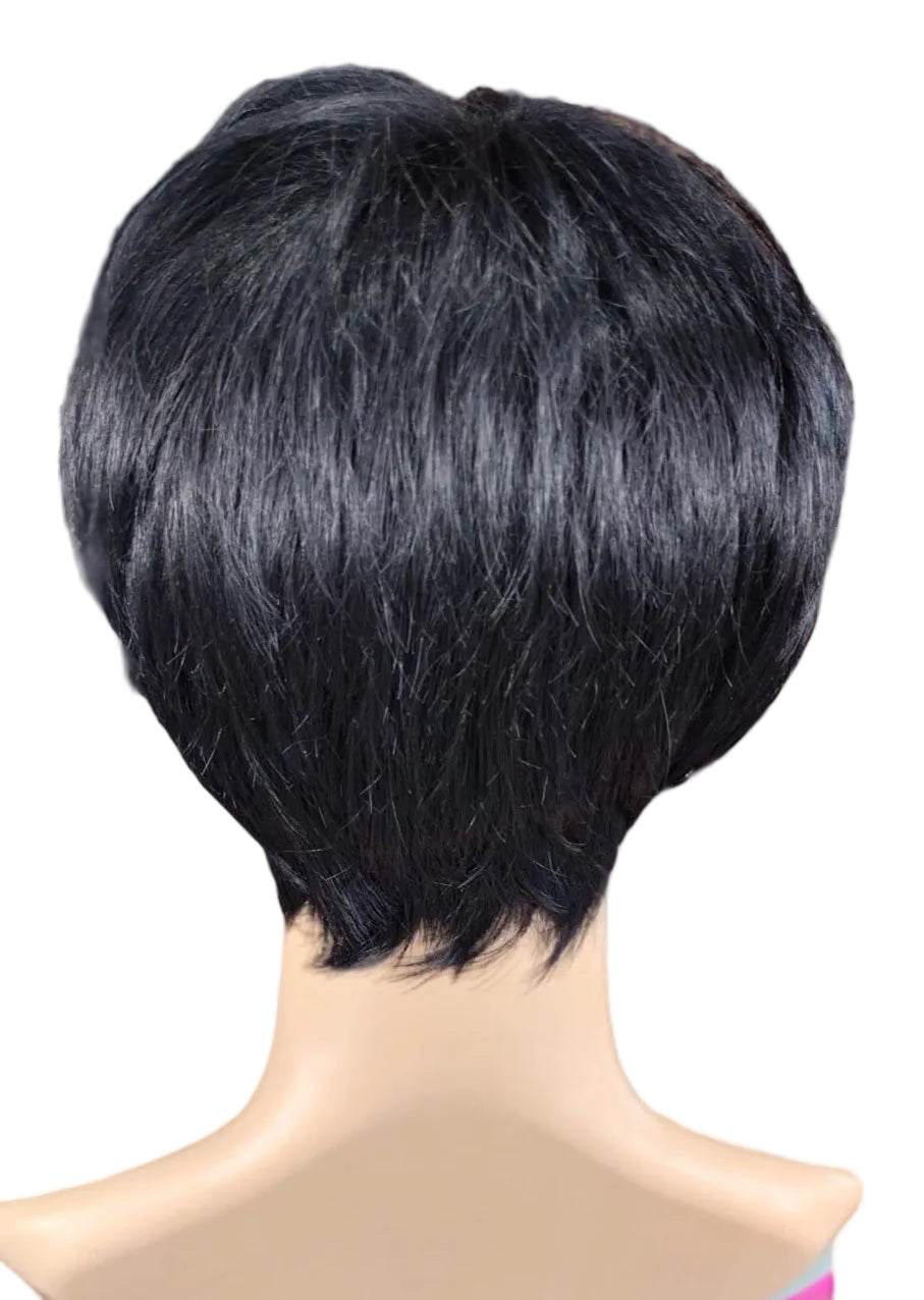 Peluca Corta Negra Premium – Estilo Natural y Elegante