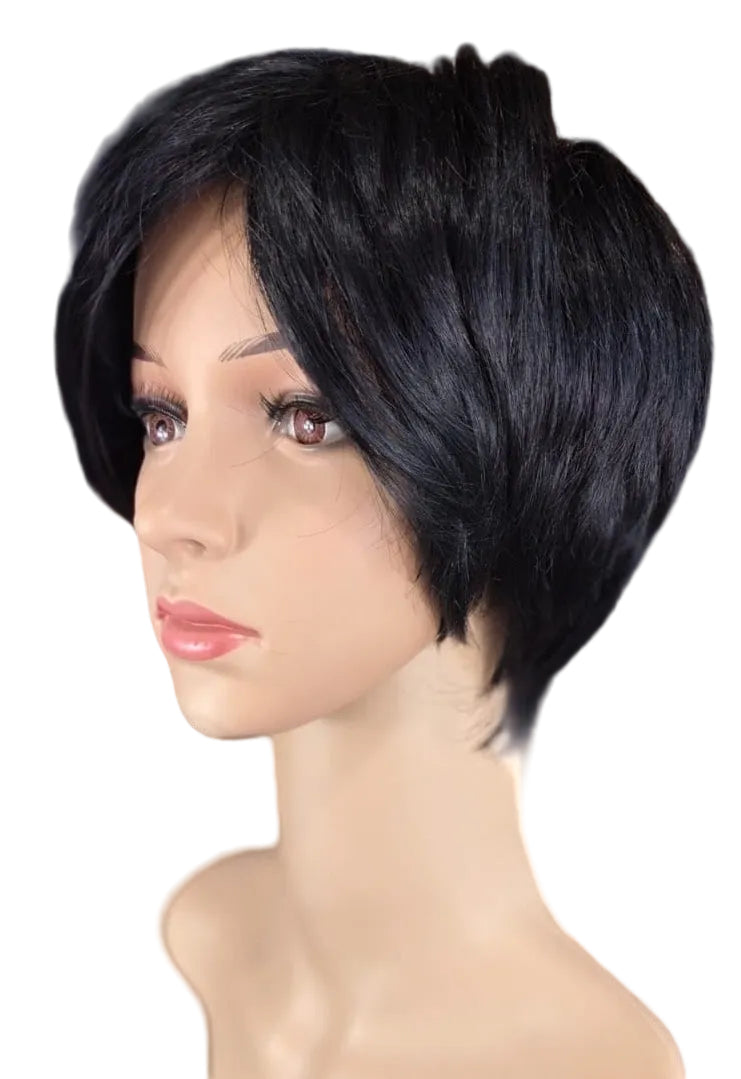 Peluca Corta Negra Premium – Estilo Natural y Elegante