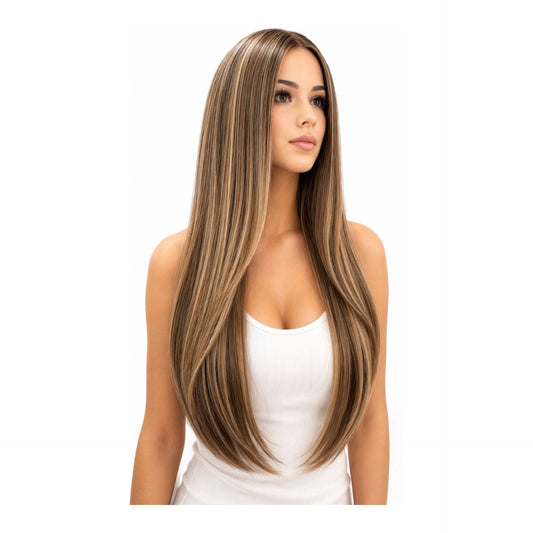 Peluca Emma - Lace Front - Corte Capas-Tono Rubio con Rayitos