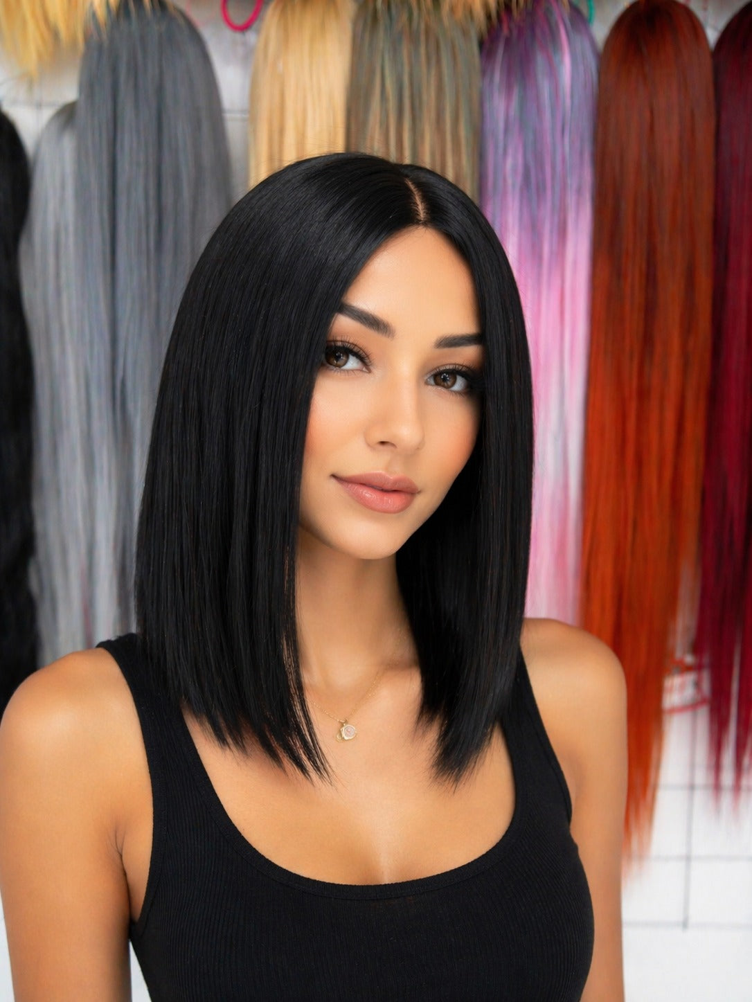 Peluca Corte Bob con Lace – Fibra Premium, Natural y Elegante modelo Aby