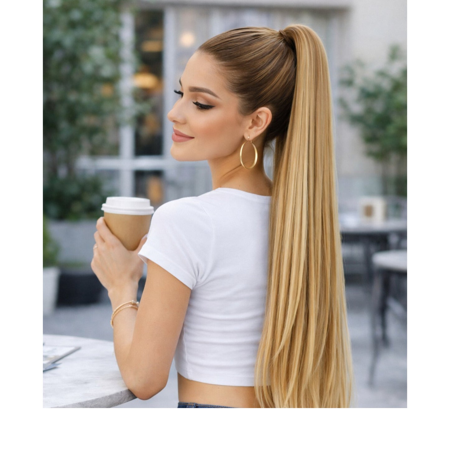 Coleta lacia rubia ceniza       2 looks en 1